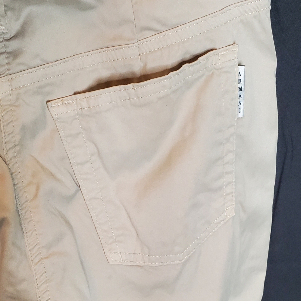 ❤️‍ VINTAGE Armani Collezioni 90s Designer Beige Casual Pants ~ estimated size 4 - Picture 7 of 13